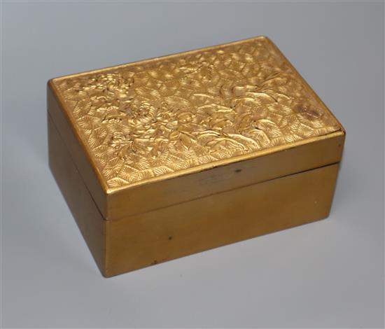 A 19th century Chinese gilt lacquered box with floral design 13 x 9 x 6cm